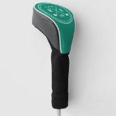 ゴルフクラブロゴモノグラムエメラルドグリーンレザー ゴルフヘッドカバー (アングル)