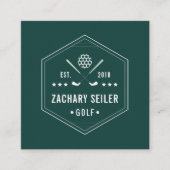 ゴルフクラブロゴ | Golf Proまたはインストラクター スクエア名刺 (正面)