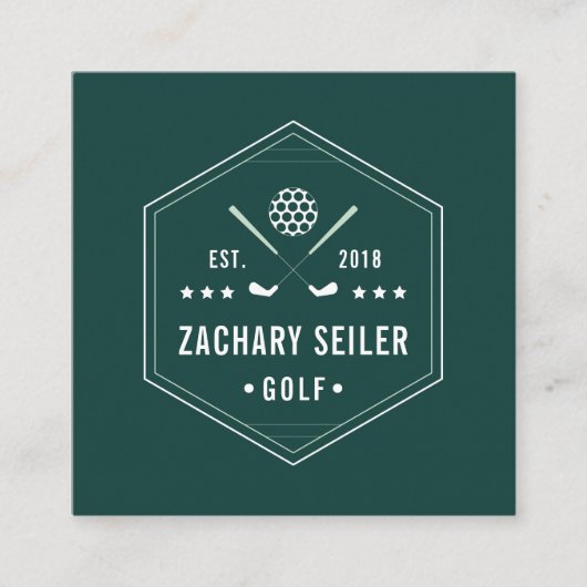 ゴルフクラブロゴ | Golf Proまたはインストラクター スクエア名刺 (正面)