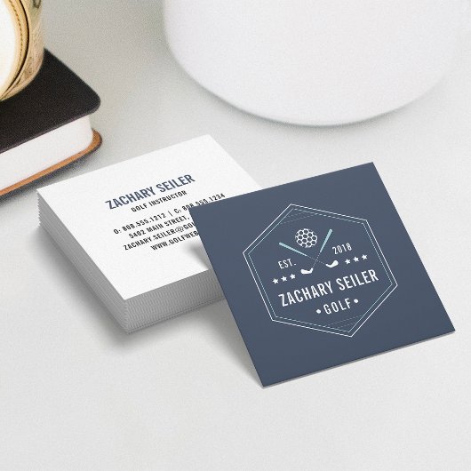ゴルフクラブロゴ | Golf Proまたはインストラクター スクエア名刺