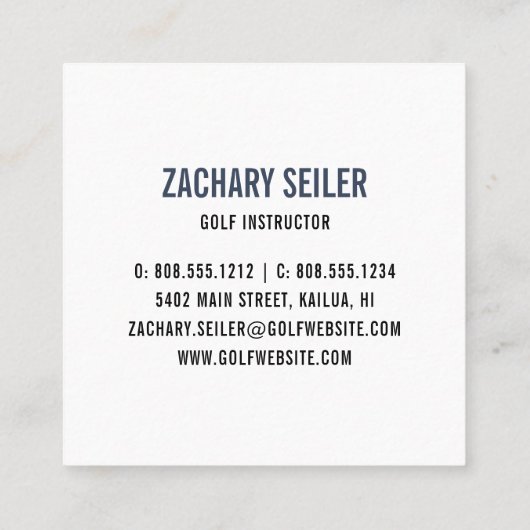 ゴルフクラブロゴ | Golf Proまたはインストラクター スクエア名刺 (裏面)