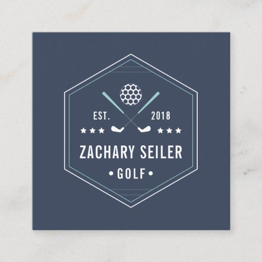 ゴルフクラブロゴ | Golf Proまたはインストラクター スクエア名刺 (正面)