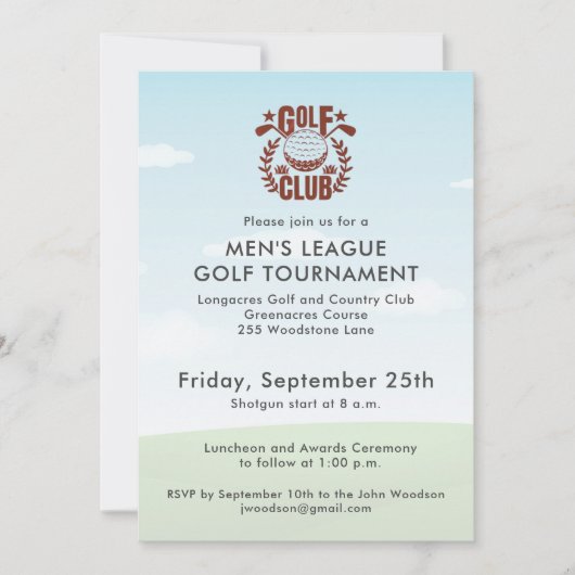 ゴルフクラブ写真 メンズリーグトーナメントロゴ 招待状 (正面)