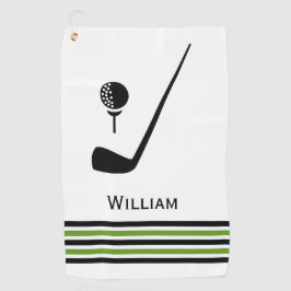 ゴルフクラブ及びボールブラック及びグリーンストライプボール ゴルフタオル