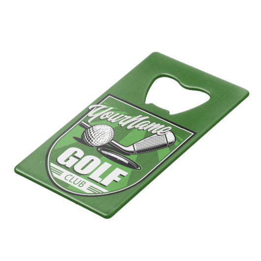 ゴルフクラブ名プロゴルファーパーソナライズされた選手 クレジットカード栓抜き (正面アングル)