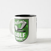 ゴルフクラブ名プロゴルファーパーソナライズされた選手 ツートーンマグカップ (正面左)