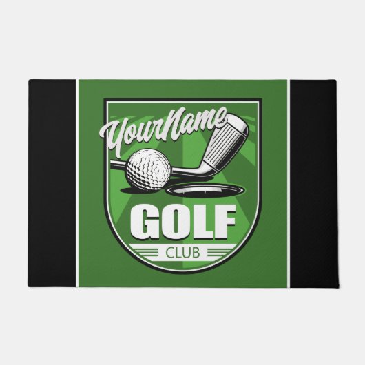 ゴルフクラブ名プロゴルファーパーソナライズされた選手 ドアマット (正面)