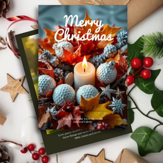ゴルフクリスマスキャンドル・ファミリーフォトオリーブ シーズンカード