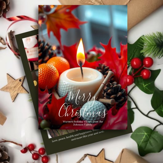 ゴルフクリスマスキャンドル・ファミリーフォトオリーブ シーズンカード
