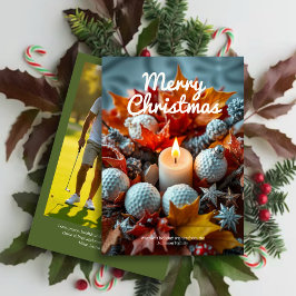 ゴルフクリスマスキャンドル・ファミリーフォトグリーン シーズンカード