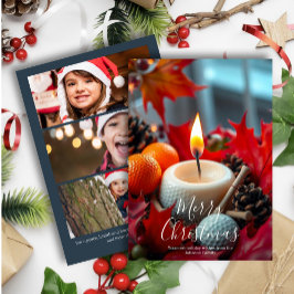 ゴルフクリスマスキャンドル・ 3つのフォトネイビー シーズンカード