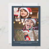 ゴルフクリスマスキャンドル・ 3つのフォトネイビー シーズンカード (裏面)