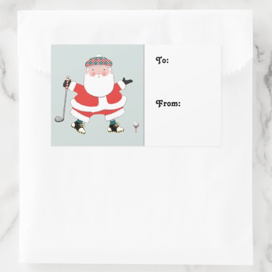 ゴルフクリスマスギフトタグ 長方形シール (バッグ)