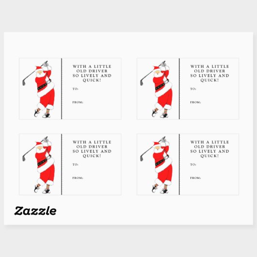 ゴルフクリスマスギフトタグ 長方形シール (シート)