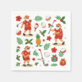 ゴルフクリスマスサマーハワイ7月テーマ スタンダードカクテルナプキン (正面)