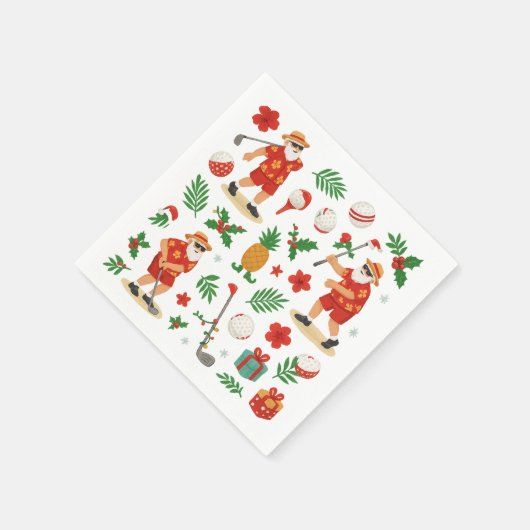 ゴルフクリスマスサマーハワイ7月テーマ スタンダードカクテルナプキン (角)