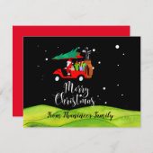 ゴルフクリスマスサンタクロース乗用ゴルフカートのゴルファー (正面/裏面)