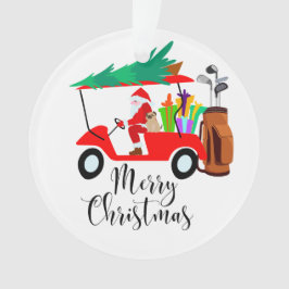 ゴルフクリスマスサンタクロース乗用ゴルフカートのゴルファー オーナメント