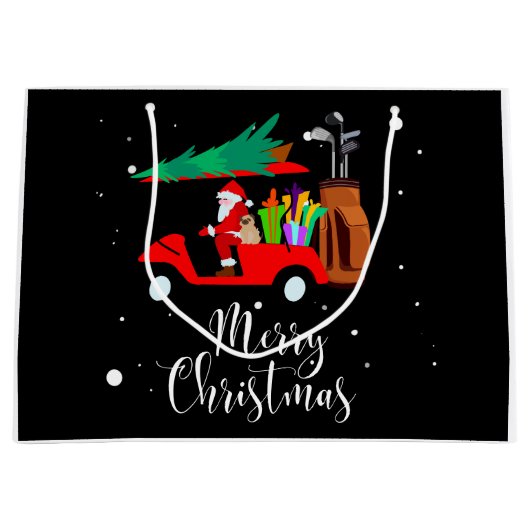 ゴルフクリスマスサンタクロース乗用ゴルフカート ラージペーパーバッグ (正面)