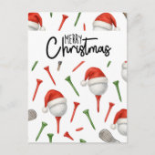 ゴルフクリスマスサンタハットレッド&グリーンティー シーズンポストカード (正面)