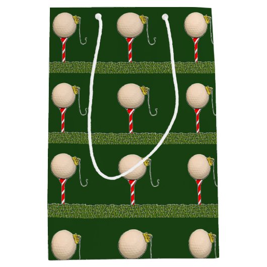 ゴルフクリスマススモール抱き枕 ミディアムペーパーバッグ (正面)