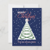 ゴルフクリスマスツリーと家族の写真のホリデーカード シーズンカード (正面)