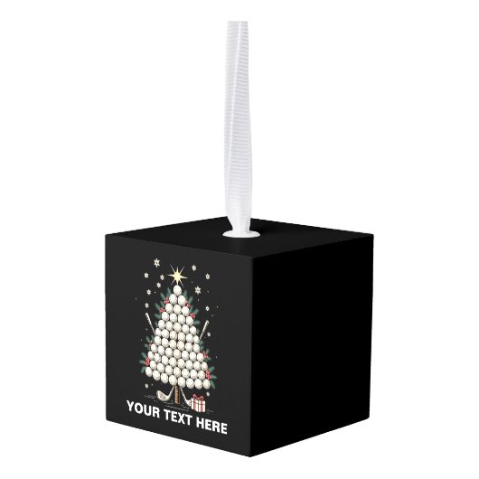 ゴルフクリスマスツリー用品 家族用 オーダーメイド キューブオーナメント (裏面アングル)