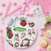 ゴルフクリスマステーマのゴルファー水の色の休日 ペーパープレート (パーティー)