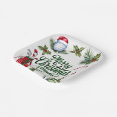 ゴルフクリスマステーマのゴルファー水の色の休日 ペーパープレート (傾斜あり)