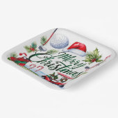 ゴルフクリスマステーマのゴルファー水の色の休日 ペーパープレート (傾斜あり)