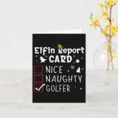 ゴルフクリスマスニースいけなクリスマスリストおもしろいゴルファー カード (黄色い花)