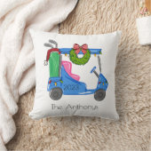 ゴルフクリスマスブルーゴルフカートパーソナライズされた名門私立校風の クッション (ブランケット)