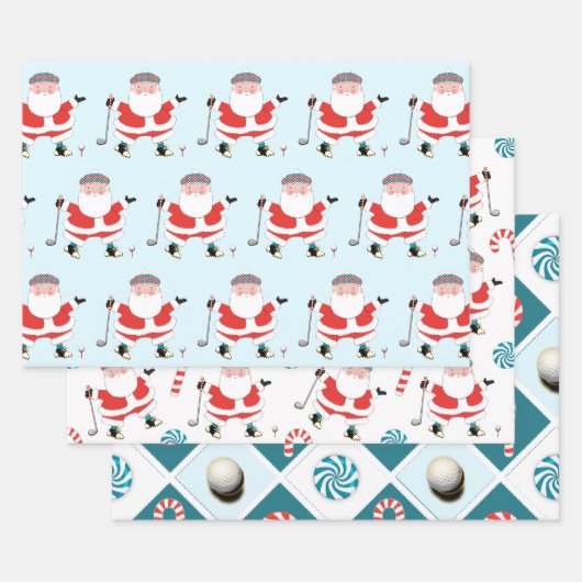 ゴルフクリスマスプレゼント ラッピングペーパーシート (セット)