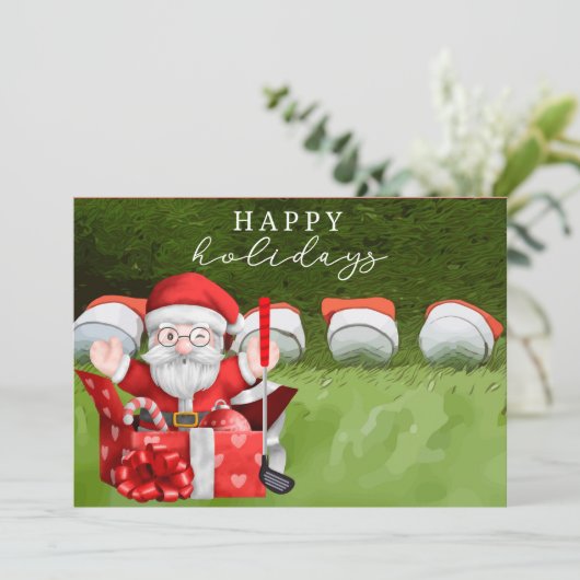 ゴルフクリスマスホリデーサンタクロースの水色 シーズンカード (スタンド正面)