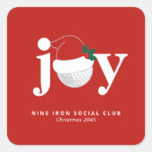 ゴルフクリスマスホリデージョイ フェスティブ モダン レッド スクエアシール (正面)