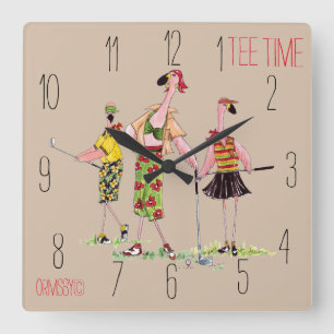 ゴルフクロック – flamingo tee time スクエア壁時計