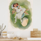 ゴルフコースでのウェディング　新婦＆新郎 ポスター (キッチン)