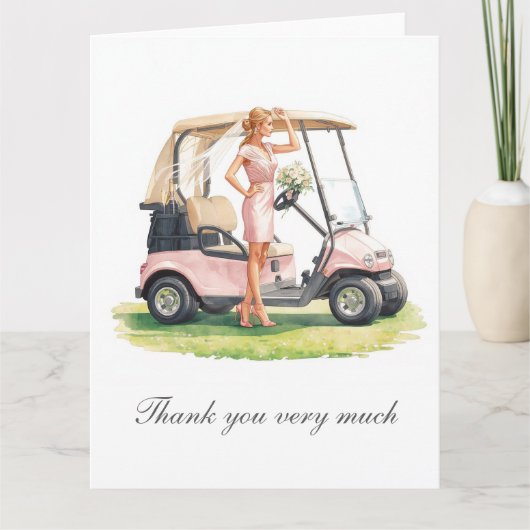 ゴルフコースでのゴルフ独身最後のパーティー サンキューカード (正面)