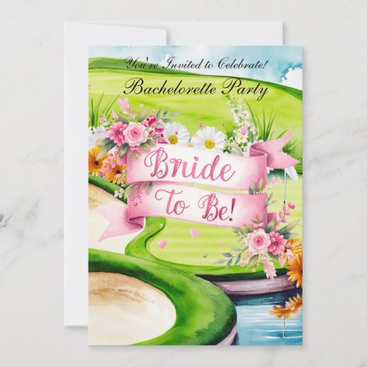 ゴルフコースでのゴルフ独身最後のパーティー 招待状 (正面)