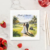ゴルフコースでの花嫁と新郎の結婚式 スタンダードランチョンナプキン (インサイチュ)