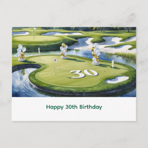 ゴルフコースでの30歳の誕生日 ポストカード