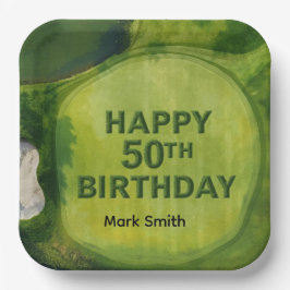 ゴルフコースでゴルフの50歳の誕生日 ペーパープレート