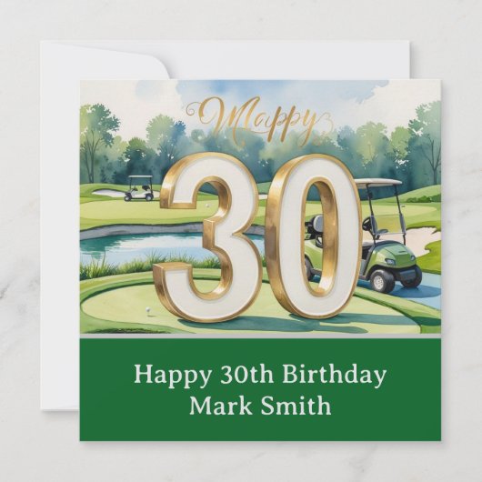 ゴルフコースで30歳の誕生日を祝おう カード (正面)
