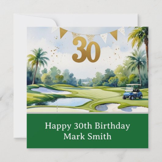 ゴルフコースで30歳の誕生日 カード (正面)