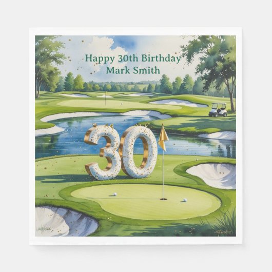 ゴルフコースで30歳の誕生日 スタンダードランチョンナプキン (正面)