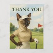 ゴルフコースにいるゴルフの女性 ありがとう ポストカード (正面)