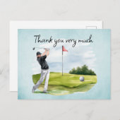 ゴルフコースにゴルファー ポストカード (正面/裏面)
