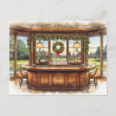 ゴルフコースのクラブハウスからゴルフのクリスマス シーズンポストカード (正面)