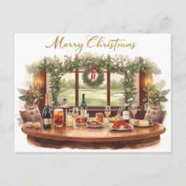 ゴルフコースのクラブハウスからメリークリスマス シーズンポストカード
