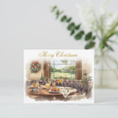 ゴルフコースのクラブハウスからメリークリスマス シーズンポストカード (スタンド正面)